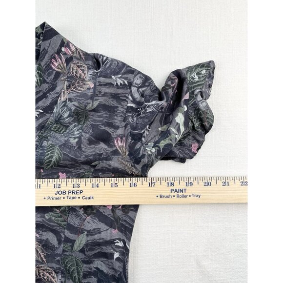 Allsaints Fay Paradeep Bird  Foliage Print Tie Back V Neck XS Mini Dress Button - Picture 10 of 13